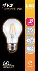 TCP – GLS Clear Bulb Warm White Dimmable – 60W ES/E27