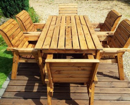 RECTANGULAR TABLE SET 6 SEATER WOODEN - Image 2
