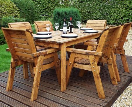RECTANGULAR TABLE SET 6 SEATER WOODEN - Image 3