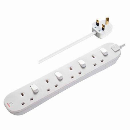Masterplug - Switched Extention Lead - 4Gang 2Metre 13Amp