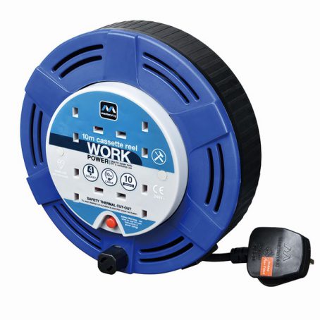 Masterplug - Cassette Extension Reel - 4Gang 10Metre 10Amp