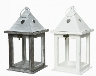 Kaemingk – Painted Empty Wooden Lanterns Grey or White