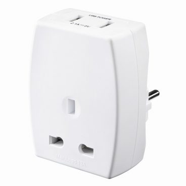 Masterplug – Travel Adaptor UK to Europe & 2USB