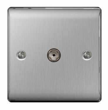 BG – Single Coaxial TV Socket – Brushed Steel