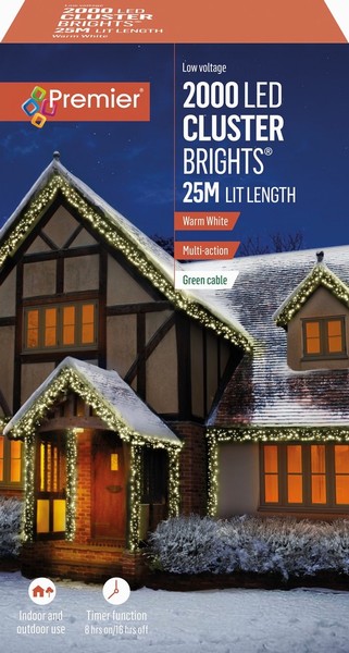 Premier – 2000 LED Cluster Lights Warm 25M