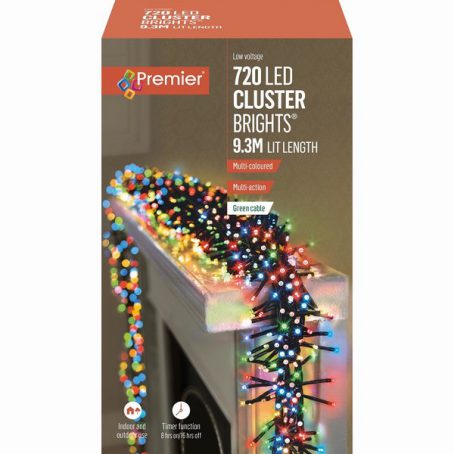Premier - 720 LED Cluster Lights Multi-Coloured 9.3M