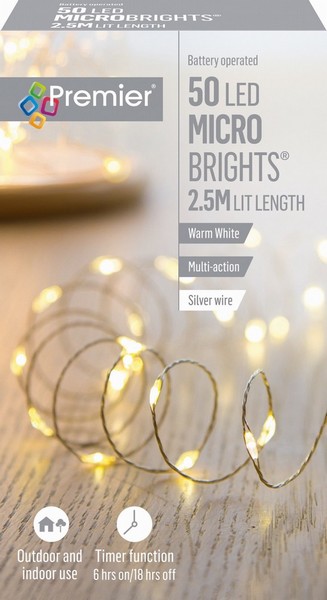 Premier – 50 LED Battery Microbrights Warm 2.4M