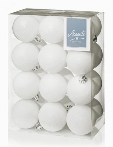 Premier – Baubles Assorted White Pack of 24