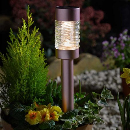 SOLAR LED STAKE LIGHT MARTINI ROSE GOLD WARM
