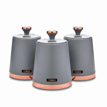 CANISTERS SET OF 3 TOWER CAVALETTO GREY
