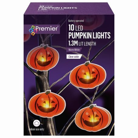 Premier - 10 LED Pumpkin String Lights 1.3M