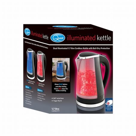 Quest - Illuminating Kettle - Black with Led Lighting 1.7L