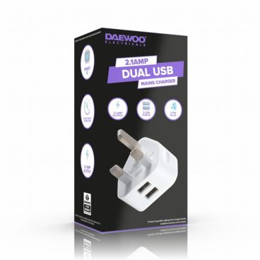 Daewoo – Twin USB Phone Charger Plug – 2.1Amp