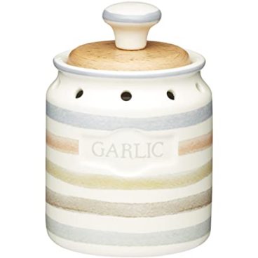 Classic Collection Striped Ceramic Garlic Storage Pot