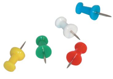 (x40)PUSH PINS MULTI-COLOURED