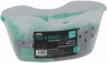 JVL – Washing Line Basket & Pegs 36Pack