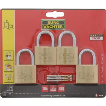 PADLOCK BURG BRASS 40MM 4PK