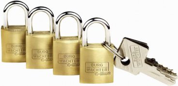 PADLOCK BURG BRASS 15MM PK4