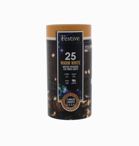 Festive - 25 LED Battery Lights Warm 2.4M - Image 2