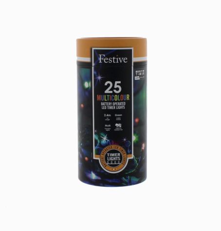 Festive - 25 LED Battery Lights Multi-coloured 2.5M - Image 2
