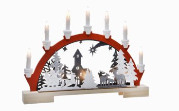 Festive – LED Candle Bridge Red Santa Sleigh Diarama