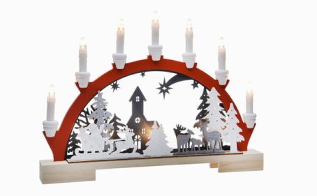 Festive - LED Candle Bridge Red Santa Sleigh Diarama