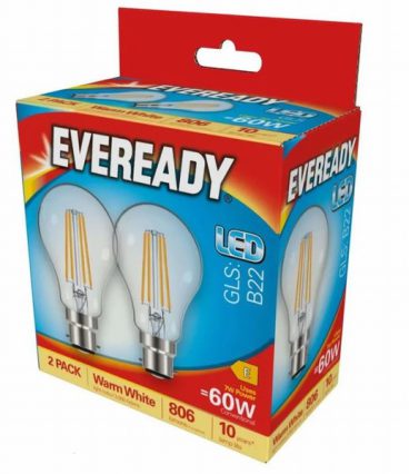 Eveready – GLS Clear Bulb Warm White 2Pack – 60W BC/B22