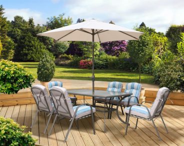 Pagoda Roma Dining Set With Parasol 6 Seat