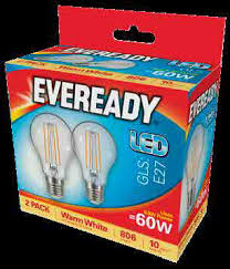 Eveready – GLS Clear Warm White Bulb 2Pack – 60W ES
