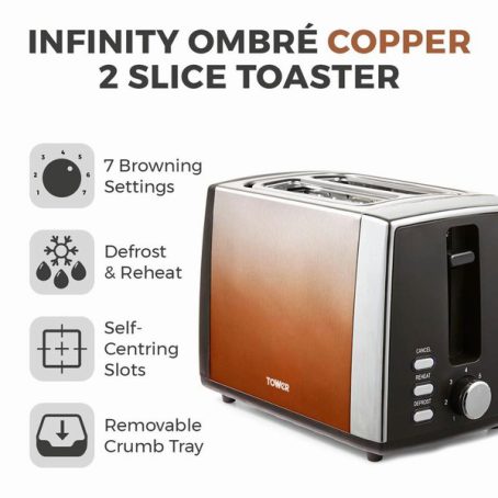 Tower - Ombre Toaster 2 Slice - Copper - Image 2
