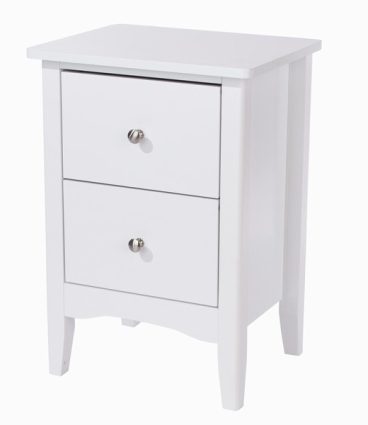 COMO WHITE 2 DRAWER BEDSIDE