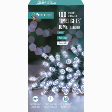 Premier – 100 LED Battery TimeLights White 10M