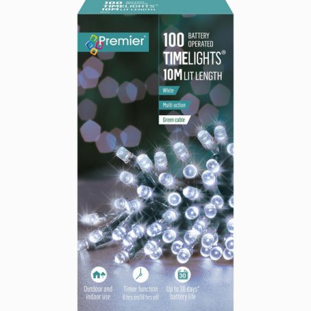 Premier - 100 LED Battery TimeLights White 10M