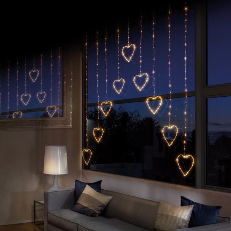 Premier - 303 LED Heart Curtain Lights Warm White 1.2M - Image 2