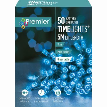 Premier – 50 LED Battery TimeLights Blue 5M