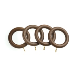 Woodside – Wooden Curtain Rings Walnut/Dark 28mm – 4Pack