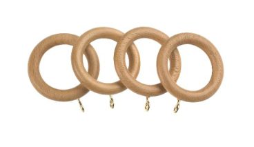 Woodside – Wooden Curtain Rings Beech/Natural 28mm – 4Pack
