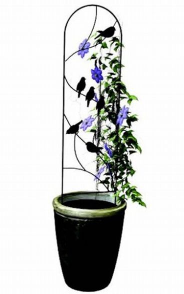 Panacea Perching Birds Pot Trellis – Black