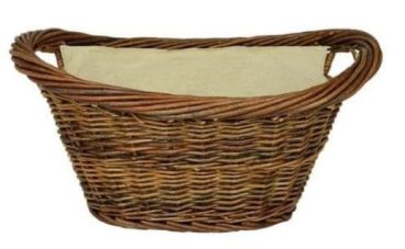 WICKER LOG BASKET OVAL LINED