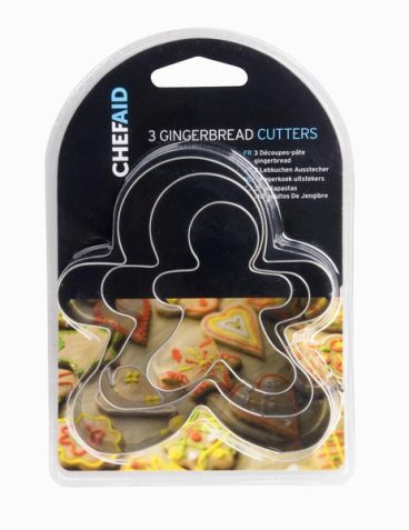 XMAS COOKIE CUTTERS 3 GINGERBREAD CHEF AID