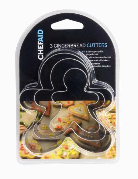 XMAS COOKIE CUTTERS 3 GINGERBREAD CHEF AID