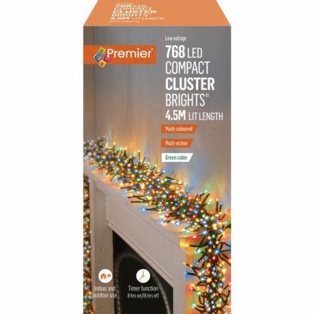 Premier - 768 LED Compact Cluster Lights Multi 4.5M
