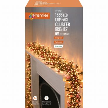 Premier – 1536 LED Compact Cluster Lights Gold 9M