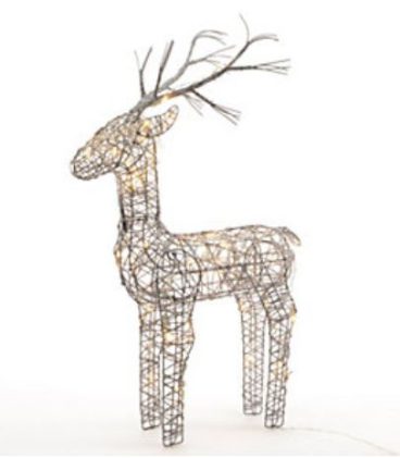 Premier – LED Grey Wicker Deer Warm White 60cm
