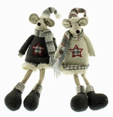 Festive – Sitting Knitted Mice – 50cm