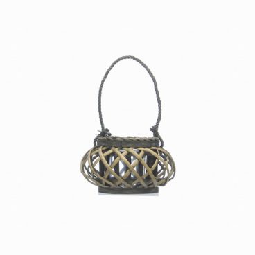 Festive – Wicker Basket with Candle Holder Small Round – 25cm