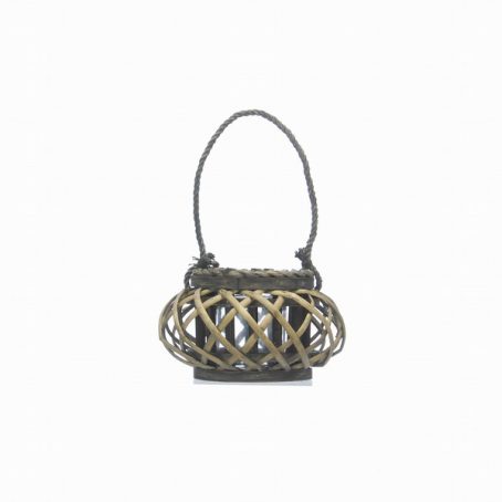 Festive - Wicker Basket with Candle Holder Small Round - 25cm