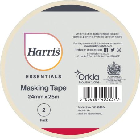 Harris - Essentials - Masking Tape - 24mm x 25m - 2 pack