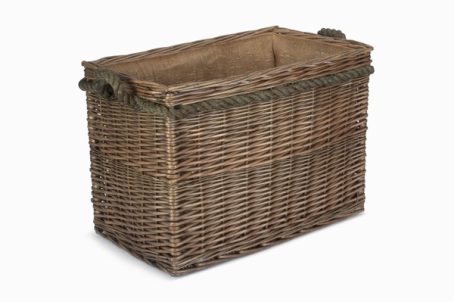 WILLOW LOG BASKET ROPE RECTANGLE SMALL b/s