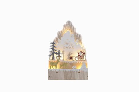 Festive - Wooden LED Small Santa & Sleigh Waving - 38cm